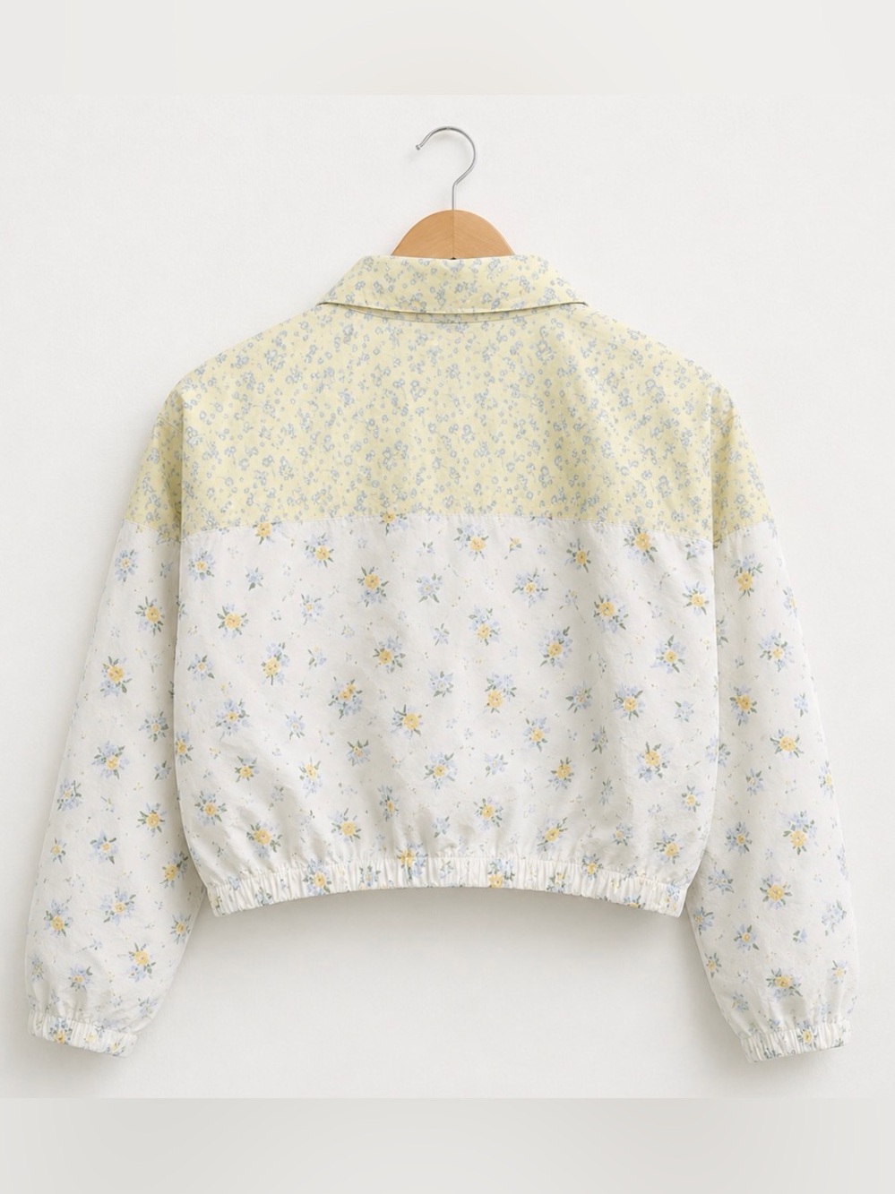 Aeropostale Floral Cropped Windbreaker Jacket XS Yellow White Lightweight - Picture 3 of 3